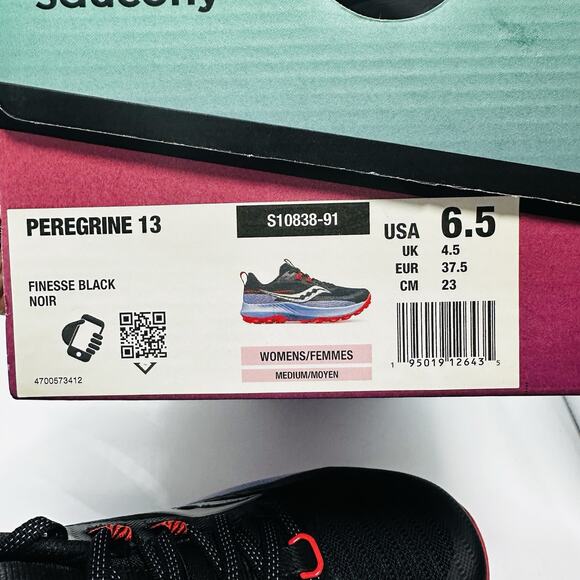 Saucony Peregrine 13 ‘Finesse Black’ Women’s Size 6.5 Running Shoe (S10838-91) - Picture 8 of 8
